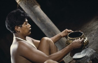 COLOMBIA, North West Amazon, Tukano Indigenous People, Barasana tribesman  Pacico  a shaman