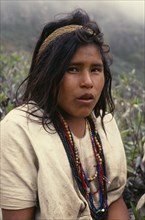 COLOMBIA, Sierra Nevada de Santa Marta, Ika, Portrait of Ika shepherd girl in the high pastures of