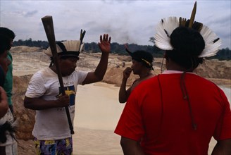 BRAZIL, Mato Grosso, Peixoto de Azevedo, Garimpo  goldmine on former Panara territory.  Headman Aka