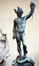 ITALY, Tuscany, Florence, "The copy of the 1554 bronze statue of Perseus holding Medusa's head by