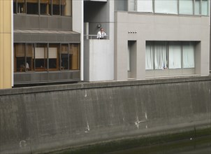JAPAN, Honshu, Tokyo, "Nihonbashi - at lunchtime, a ""salariman"" office worker in white shirt and