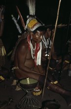 COLOMBIA, North West Amazon, Tukano Indigenous People, "Barasana shamans and elders led by revered