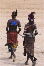 ETHIOPIA, Lower Omo Valley, Turmi, "Hamer Jumping of the Bulls initiation ceremony, Women sing and
