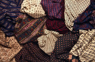 INDIA, Art and Craft, Textile, Selection of block printed fabrics.