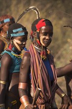 ETHIOPIA, Lower Omo Valley, Tumi, "Hamer Jumping of the Bulls initiation ceremony, Ritual dancing