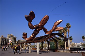 SPAIN, Catalonia, Barcelona, "Lobster sculpture, Passeig de Colom."
