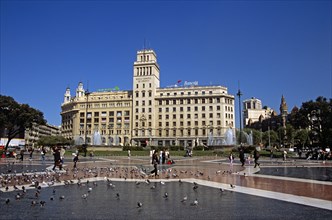 SPAIN, Catalonia, Barcelona, "Placa de Catalunya, Banco Espanol de Credito."