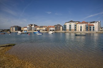 ENGLAND, West Sussex, Shoreham-by-Sea, Ropetackle modern housing development apartments on the