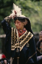 PAKISTAN, North West Frontier, Bumburet, Young Kalash girl wearing traditional dress at the