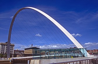 ENGLAND, Tyne & Wear, Gateshead, Millennium Bridge near Newcastle Upon Tyne.