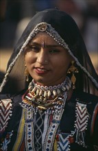 INDIA, Rajasthan, Jhunjhunu, Portrait of Gulabo the most famous Kalbelia dancer in Rajasthan at the