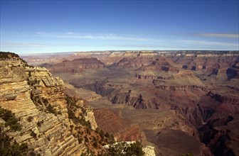 USA, Arizona, Grand Canyon, View over the deep gulleys exposed as the Colorado River and its