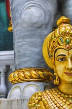 INDIA, Mahararastra, Mumbai, Detail of Gate Keeper and elephant statues in the Jain Temple.