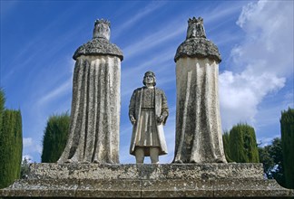 SPAIN, Andalucia, Cordoba, "Alcazar de los Reyes Cristianos, Statue of Christopher Columbus, King