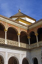 SPAIN, Andalucia, Seville, "House of Pilatos, building in the courtyard."