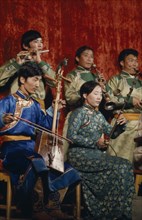 MONGOLIA, Music, "Altai Provincial Orchestra, Altai the provincial capital. Musicians playing