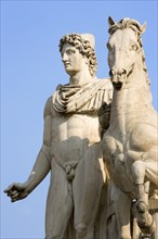 ITALY, Lazio, Rome, One of the restored classical statues of the Dioscuri Castor and Pollux at the