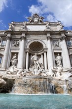 ITALY, Lazio, Rome, The 1762 Trevi Fountain by Nicola Salvi with a statue of the god Neptune in the