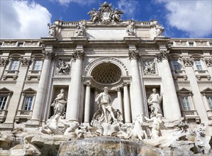 ITALY, Lazio, Rome, The 1762 Trevi Fountain by Nicola Salvi with a statue of the god Neptune in the