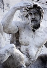 ITALY, Lazio, Rome, Detail of a fountain representing the Adriatic Sea in Brescian marble on the