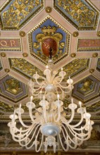 ITALY, Lazio, Rome, Capitoline Museum Palazzo Dei Conservatore chandelier hanging from the ceiling