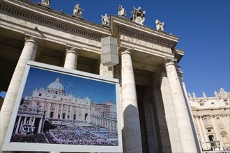ITALY, Lazio, Rome, Vatican City A giant  video television screen in Piazza San Pietro in front of