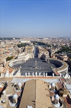 ITALY, Lazio, Rome, Vatican City View from the Dome of the Basilica of St peter across the Piazza