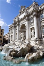 ITALY, Lazio, Rome, The Trevi Fountain in Piazza di Trevi designed by Nicola Salvi with the central