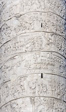 ITALY, Lazio, Rome, Detail of Trajan's Column with scenes of his victorious military campaigns