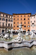 ITALY, Lazio, Rome, The Fountain of Neptune or Fontana del Nettuno in the Piazza Navona with