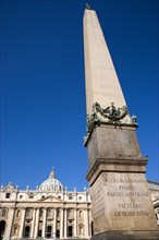 ITALY, Lazio, Rome, Vatican City The facade of the Basilica of Saint Peter with the obelisk in the
