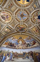 ITALY, Lazio, Rome, Vatican City Museum Room of The Signatura 16th Century fresco by Raphael called