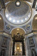 ITALY, Lazio, Rome, Vatican City The Dome of St Peter's designed by Michelangelo above the gilded