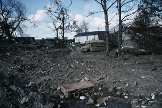 USA, Louisiana, New Orleans, "Aftermath of 2005 Hurricane Katrina, rubble from destroyed houses,