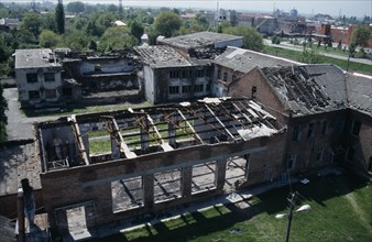 RUSSIA, South, Beslan, "School destroyed during 2004 siege by Chechen rebels demanding an end to