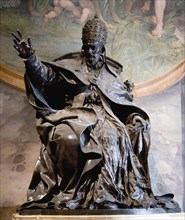 ITALY, Lazio, Rome, "Bronze statue of Pope Innocent X Pamphili, sculpted by Algardi (1645-1650) in