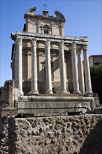 ITALY, Lazio, Rome, The Baroque facade of the church of San Lorenzo in Miranda built on the Temple
