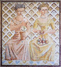 ITALY, Lazio, Rome, Vatican City Museum Mosaic of two seated women by Campigli dated 1940