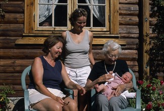 PEOPLE, Relationships, Generations, "Group portrait of four generations of the Fossgard family