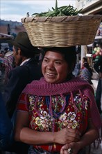 GUATEMALA, Chimaltenango , Patzun, Kaqchiquel Indian woman named Modesta smiling wearing