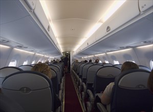 TRANSPORT, Air, Inflight, Interior of Embraer passenger jet in flght.