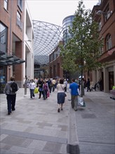 IRELAND, North, Belfast, Entrance to Victoria Square shopping mall from Corn Market and William