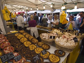 IRELAND, North, Belfast, Bretagne bakers stall at international food market stall outside City Hall
