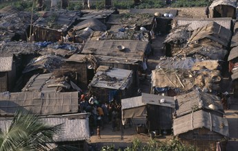 BANGLADESH, Dhaka, View over slum dwellings near the Sonargoan Hotel.