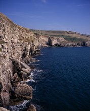 ENGLAND, Dorset, Jurassic Coastline, View east towards and beyond Seacombe Quarry from Winspit