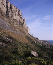 ENGLAND, Dorset, Jurassic Coastline, West facing cliffs of St Aldhelms or Albans Head