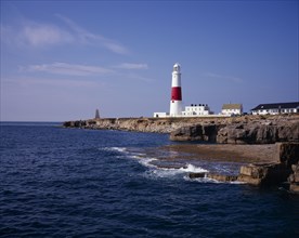 ENGLAND, Dorset, Portland, Portland Bill Lighthouse viewed from the north east.