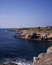 ENGLAND, Dorset, Portland, Portland Bill Lighthouse viewed from the north east.