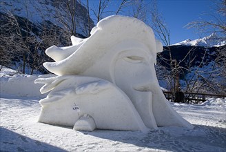 SWITZERLAND, Bernese Oberland, Grindelwald, World Snow Festival Ice Sculpture. Canadian entry