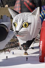 SWITZERLAND, Canton de Vaud, Chateau d'Oex, Special Shape Balloon in shape of cat's head.